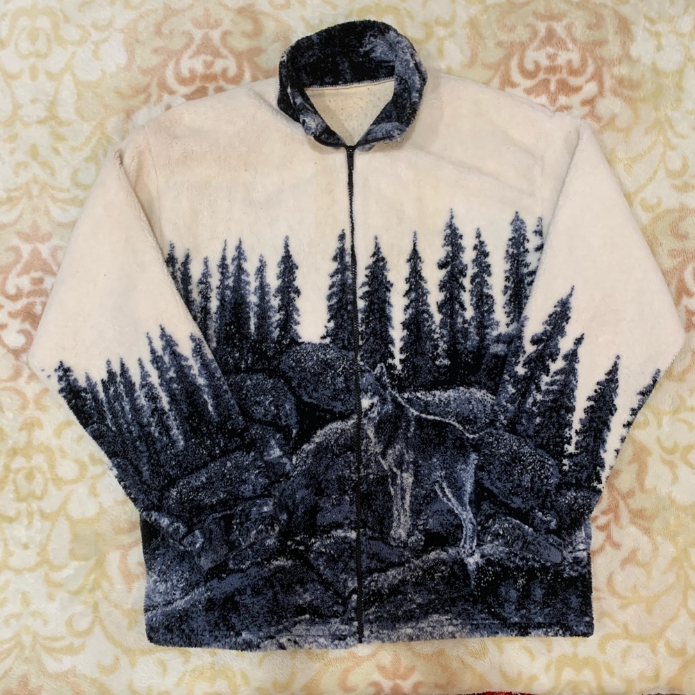 Vintage Wolves Full Zip Sweater